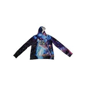 Newcosplay Black Blue Graphic CAT Pullover Hoodie Size L